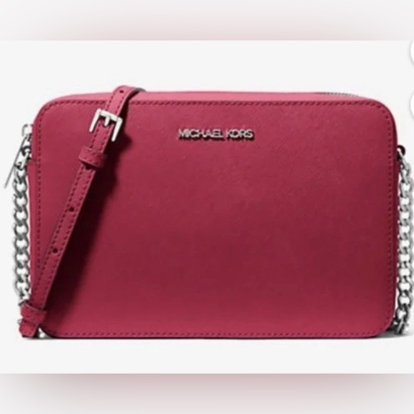 Michael Kors Handbags - Michael Kors Jet Set Item Large Crossbody Dark Raspberry New With Tags $398 New